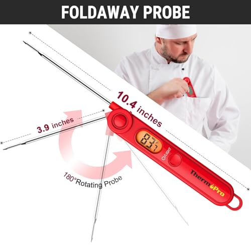 Image of LABART ThermoPro TP03B Digital Meat Thermometer for Cooking, Instant Read Thermometer with Backlight, Food Thermometer for Grill Smoker BBQ Oil Deep Fry Candy Bread Coffee with Pop-up Meat Probe