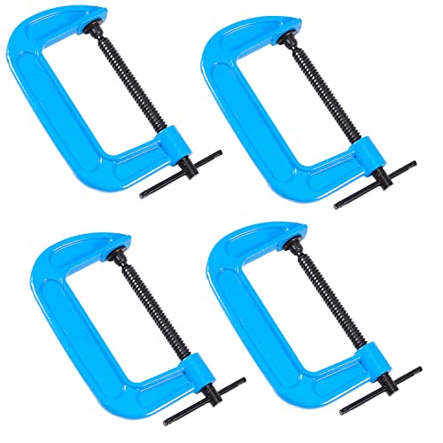 Zoenhou 4 Pcs 6 Inch C Clamps, Heavy Duty Malleable Iron G Clamps With 6 Inch Jaw Opening, C Clamp Brakes Sliding T-Bar Handle 2.5 Inches Throat Depth 2.2Lb Each #TOP28