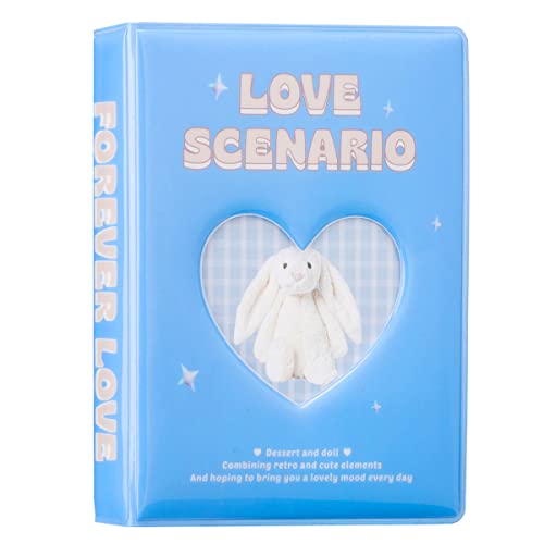 3 Inch Mini photocard binder kpop Photo Album Kpop Photocard Holder ,Hollow Photocard Id Holder 64 Pockets(Blue)