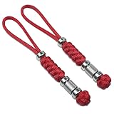 2 Pack Paracord Knife Lanyard with Stainless Steel Beads Paracord Lanyards for Knife EDC Tools Keychains (Red, 5.3 INCHES)