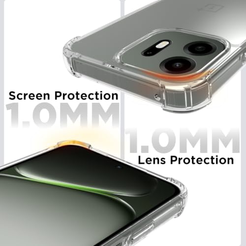 Image of RIGGEAR Shockproof Clear Hybrid Airbag Armor Back Cover Case Compatible with OnePlus N6 5G (Transparent PC and TPU Bumper)