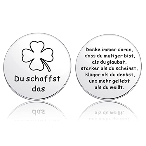 Photect Motivierend Tasche Glücksbringer Geschenke du Schaffst Das Prüfungsglücksbringer Motivationsgeschenke für Schultüte Inhalt Schüler Freund Familie (Silber Vierblättriges Kleeblatt)