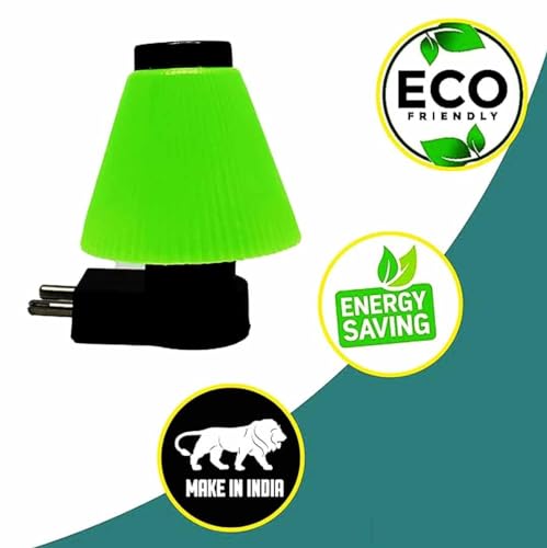 Image of GURUSOAMI Small Lamp Type 2 Pin Night LED Lamp 0.5 Watt Plug & Play Bulb For Bedroom, Living Room, Zero Watt Light Direct Socket Use For Night (Green, 2)