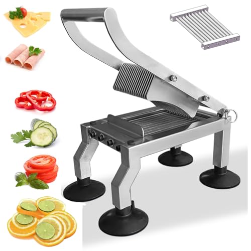 Kommerzielle Gemüseschneider, kommerzieller Tomatenschneider, aus Edelstahl, mit 4 Saugnäpfen, leicht zu reinigen, für Restaurants, Zuhause, Küche