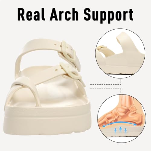 Image of Goosecret Women's Platform Sandals with Arch Support Comfortable Foam Slides Summer Beach Sandals with Adjustable Buckle