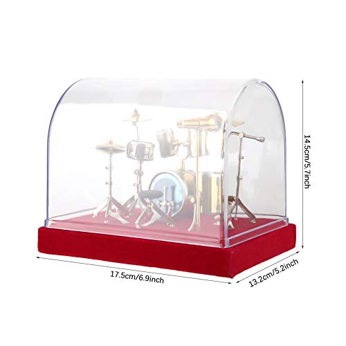 Miniature Drum Set, Rolling Stones Copper Drum Set Model with Display Box Base Dolls Action Figures Accessory Decor (18cm) - Thumbnail 3