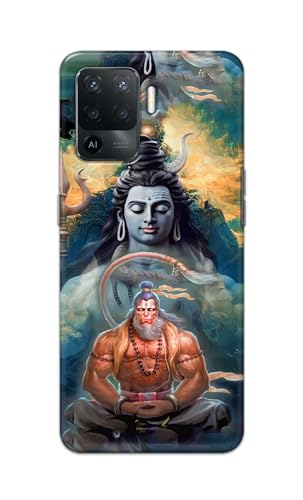 Image of Plastic Printfidaa Printed Hard Back Cover Case For Oppo F19 Pro | Oppo A94 | Oppo Reno5 F | Reno 5 F Back Cover (Lord Shiva And Hanuma) -112, Multicolor