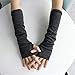 Guantes Largos sin Dedos de Punto Guante Calentador de Brazos Manopla elástica Guantes Largos de Medio Dedo de Ganchillo Unisex -Dark Gray