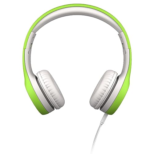LilGadgets Connect+ Auriculares con Cable y micrófono, límite de Volumen para una Escucha Segura, Diadema Ajustable, Almohadillas Acolchadas para Mayor Comodidad, Escolares para niños, Verde