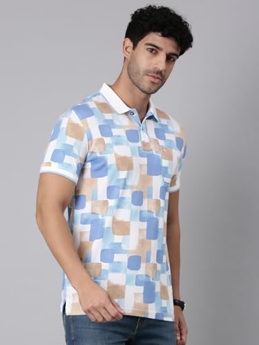 Image of Classic Polo Men's Half Sleeve Polo Neck Slim Fit All-Over Print Cotton T-Shirt