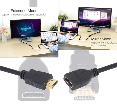 Image of TV-Out Cable (10cm-23cm) 4k High Speed HDMI Male to Female Extension Cable for Google Chrome Cast, fire tv Stick, Laptop /PC, LCD /LED TV, Xbox, PS3 /PS4- Black (Pack of 5)(Imported)