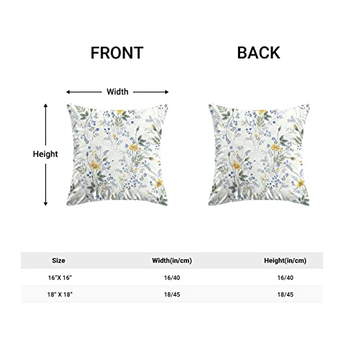 Betginy Spring Flower Pillow Covers 18X18, Blue And Yellow Floral Decorative Throw Pillows For Couch, Seasonal Nature Wild Flowers Decor Cushion Covers 2 Pcs Soft Farmhouse Square Pillowcase For Bed #TOP3