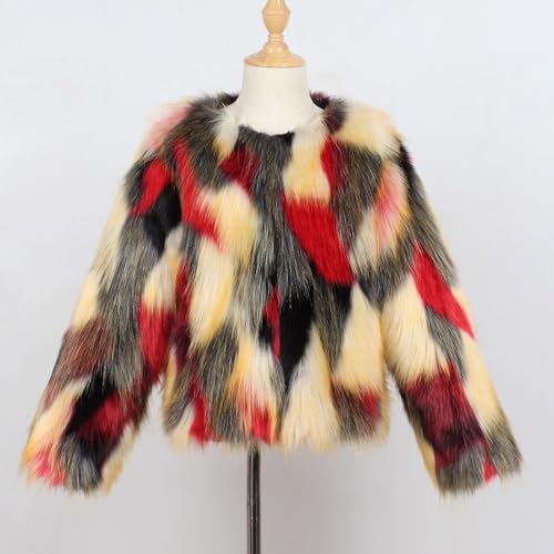 Kids Girls Faux 𝗙𝘂r Jacket Long Sleeve Crewneck Open Front Thick Coat Winter Shaggy Windproof Warm Outwear4