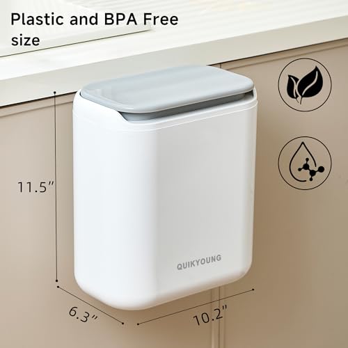 Caneca de Basura Blanca con Tapa, 1.8 Galones, Montada en Pared miniatura 2