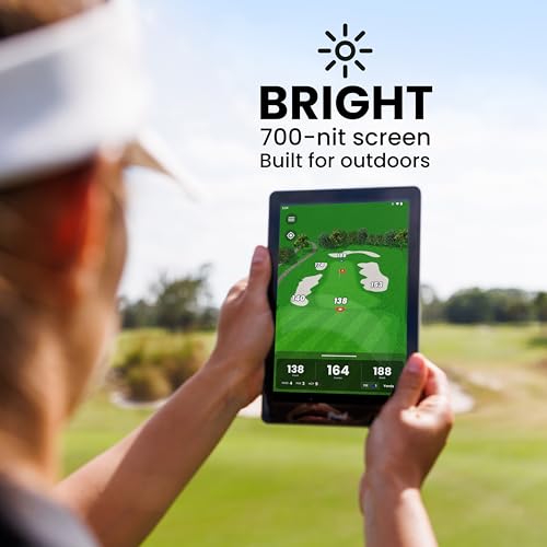 Pinned Golf The Caddie Tragbares Golf-GPS-Gerät, Sonnenlicht-lesbarer 8-Zoll-Bildschirm, 45.000+ Golfplätze, wasserdicht, Touchscreen-Golf-GPS-Handgerät mit fortschrittlicher Analyse, Keine Gebühren