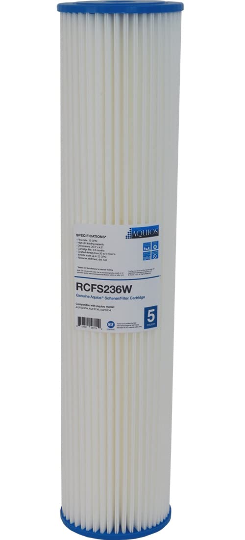 Aquios® OEM RCFS236W WellPlus Jumbo Salt Free Water Softener Replacement Cartridge, Well Water