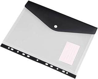 Carpetas de archivos de colores Almacenamiento de documentos transparente multiusos, bolsa esmerilada, bolsa de archivos, carpeta de bolsa de papeles for oficina y hogar Carpetas de carteras(Negro)