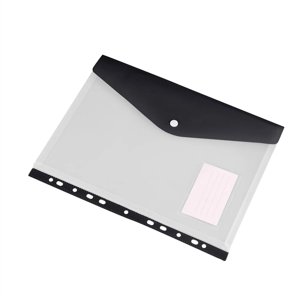 Cartelle raccoglitrici in ABS A4 a 11 fori con buste in plastica multicolore(Black)