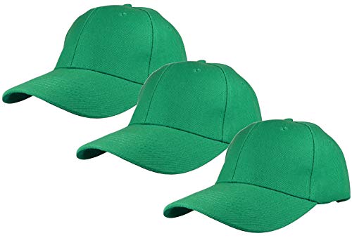 Gelante Plain Baseball Cap Adjustable Back Strap 3 PC-001-Kelly Green