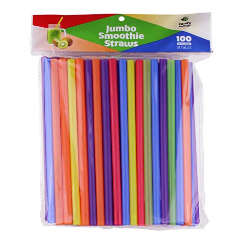 Comfy Package 8541947863 [100 Count] Jumbo Plastic Smoothie Straws thumb #6