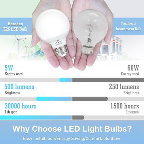 Image of Vanity Light Bulb 5000K Daylight 8 Pack G25 LED Globe Light Bulb for Bathroom Vanity Mirror Decorative,E26 Medium Base, 5W 60W Incandescent Equivalent,500LM,Non-dimmable