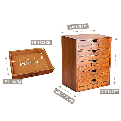 Primo Supply STACKABLE-CABINET-5D Vintage 5-Drawer Wooden Desk Organizer thumb #1
