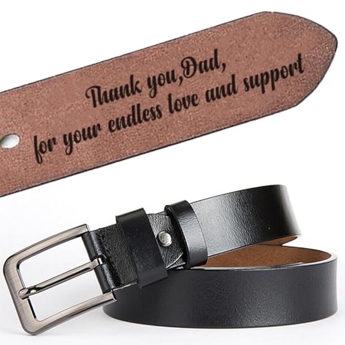Asakora Personalized Belts for Men, Custom Name Engraved Leather Belts for Husband Dad Boyfriends Grooms Father Day Gifts
