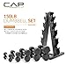 CAP 150 LB Coated 12-Sided Dumbbell Weight Set with Vertical Rack