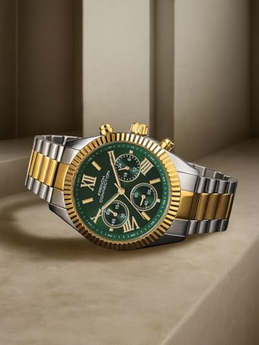 Image of French Connection Chronograph Green Round Dial Stainless Steel Strap | Casual | Premium | Sunray Feature | Wrist Watch for Women - FCM06NTM