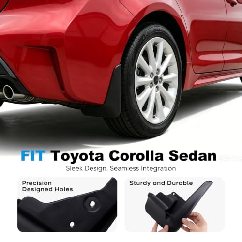 Image of Sunsdrew Mud Flaps for 2020-2025 Toyota Corolla Sedan SE LE Accessories - 4PCS Front & Rear Splash Guards - No-Drilling All Weather Exterior Mud Guards