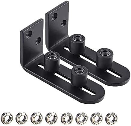 Extra Small Black Barn Door Bottom Floor Guide Adjustable Roller Hardware Flush To Floor