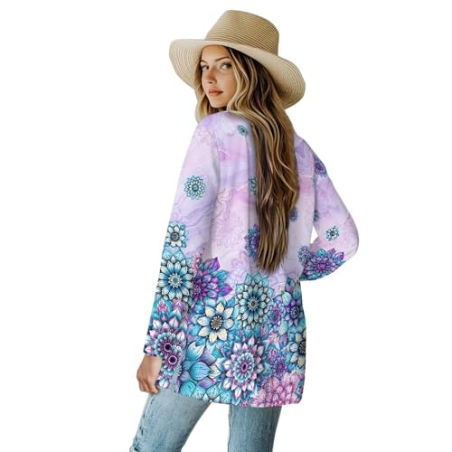 Image of Biyejit Women's Long Sleeve Open Front Cardigan Casual Loose Lightweight Cardigans with Pockets Drape Cardigan