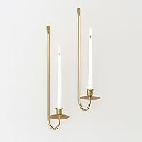 REMENNA Wall Candle Holders Set of 2: Handcrafted Gold Wrought Iron Sconces, Easy Install for Living Room, Bedroom, Weddings, Holidays