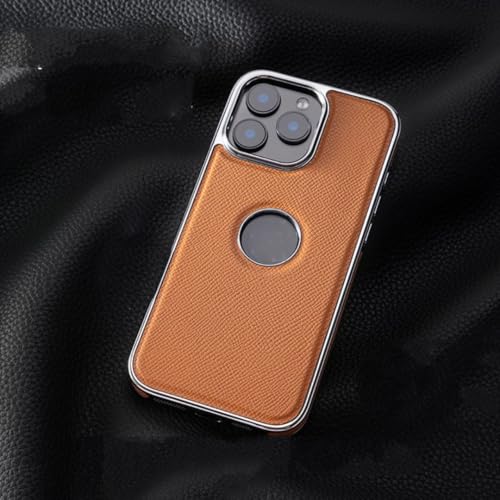 Coque iPhone 15 Pro Max cuir marron et protection luxe