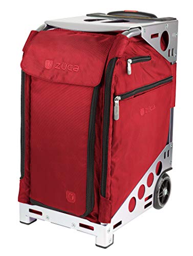 ZUCA Pro Artist Case - Ruby Red Bag and Silver Frame, with 5 Vinyl Utility Pouches and a Travel Cover