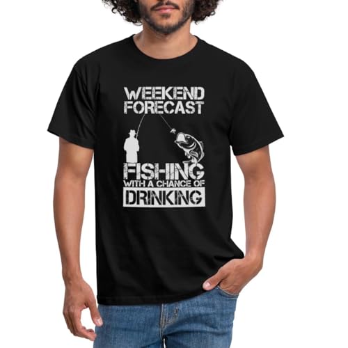 Spreadshirt Weekend Forecast Fishing and Drinking Funny Quote Men's T-Shirt, XXL, Black