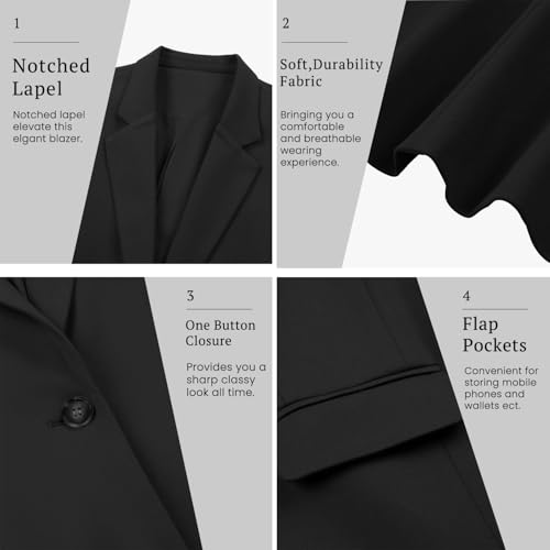 V VOCNI Womens Blazer Jackets Long Sleeve Lapel Open Front Pockets Casual Work Office Blazers Button Jacket Suit2
