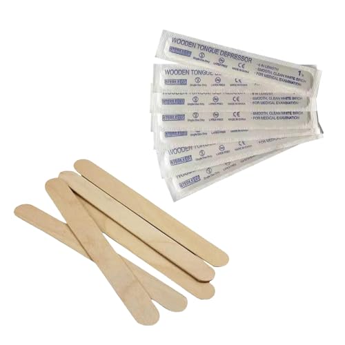 S & S PRODUCTS - 50Pcs Tongue Depressors Sterile Non-Splinter Chemical Free Wooden 6-inch High-Grade Natural Birch Packed In Sterile Paper