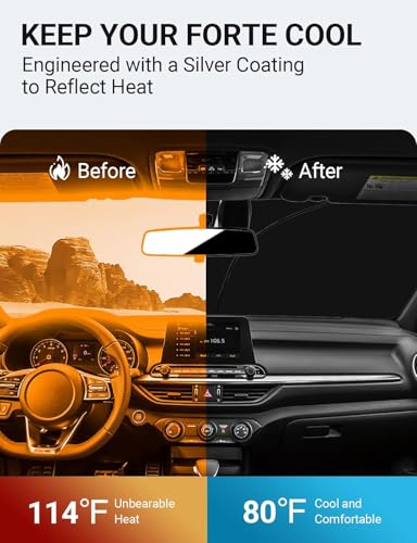 Image of Proadsy Front Windshield Sunshade Foldable Sun Shade Protector Sun Visor Custom Fit 2019-2023 2024 Kia Forte 2026 Upgrade