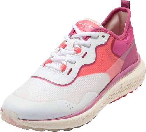 Cole Haan Women's Zerogrand Fairway Golf Sneaker, White/Red Violet, 8