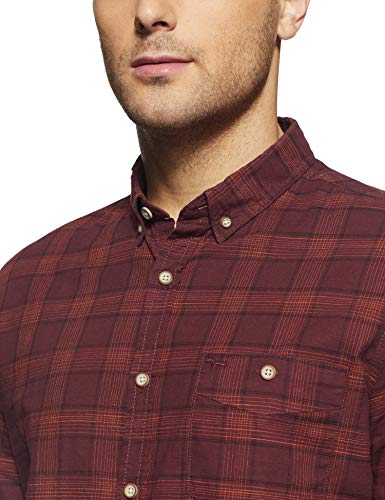 Image of Flying Machine Men's Solid Slim Fit Casual Shirt (FMSH8516 Wine Small)