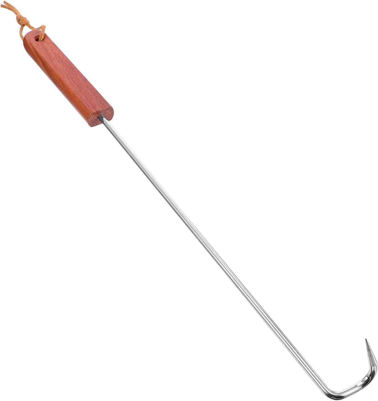 Stainless Steel Meat Turning Tool Wooden Handle for Bbq Grilling