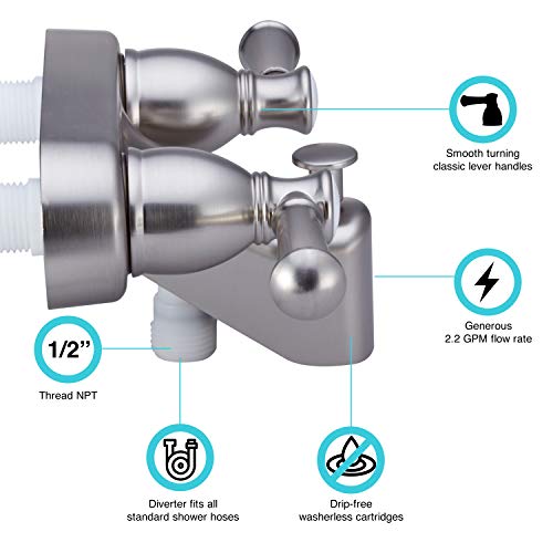 Dura Faucet Df-Sa110L-Sn Rv Tub & Shower Faucet Valve Diverter With Hot/Cold Handles (Brushed Satin Nickel) #TOP1