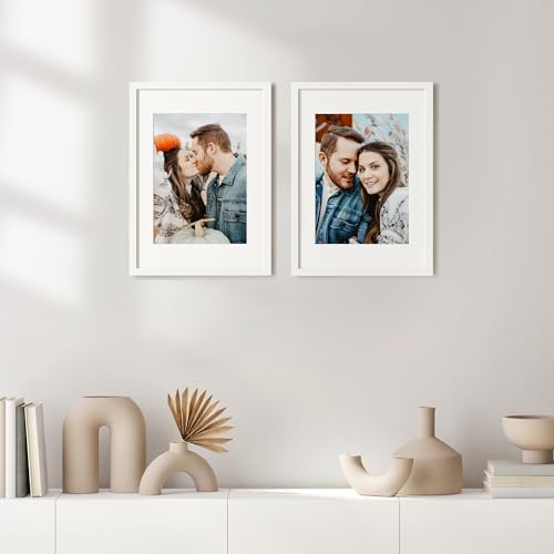 Image of upsimples A3 Picture Frame, Display Pictures 8.3x11.7 with Mat or 11.7x16.5 Without Mat, Wall Hanging Photo Frame, White, 1 Pack