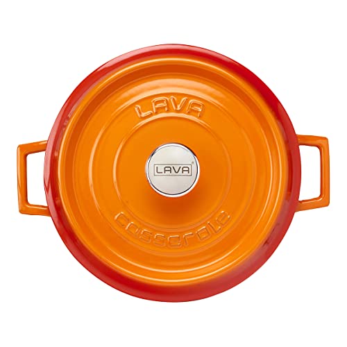 Lava Enameled Cast Iron Casserole 7 Quart Round, Three Layers Of Enamel Coated Cast Iron Oven, Stove And Grill Safe Dutch Oven - 11 Inch Diameter With Trendy Lid (Orange) #TOP3