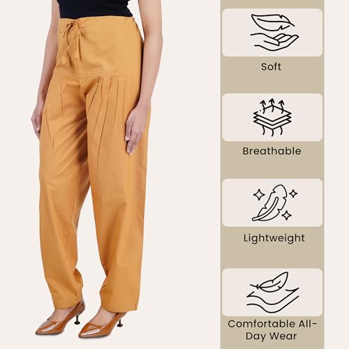 Image of Happy Bunny Salwar Pant for Women, Fine Cotton Ethnic Trousers with Drawstring Waist, Comfortable Daily, Office & Casual Wear Bottoms