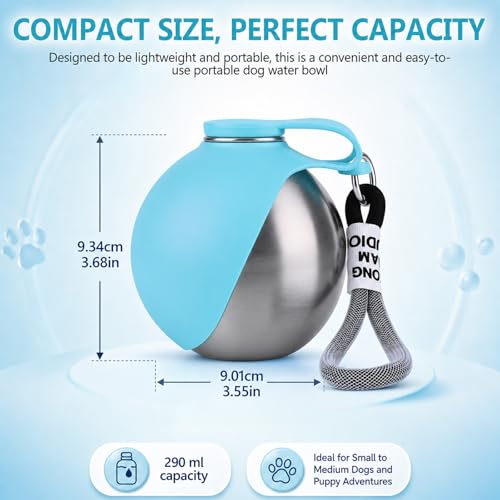 Generic 2-in-1 Stainless Steel Dog Water Bottle 10oz — view 5