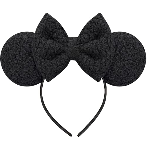 Trnerm Black Mouse Ears Headband for Women Soft Plush Ears
