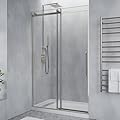 ANZZI 76 x 48 inch Frameless Shower Door in Brushed Nickel | Stella Water Repellent Glass Shower Door with Seal Strip Parts and Handle | Easy Glide Rollers Sliding Shower Door | AMZSD05901BN