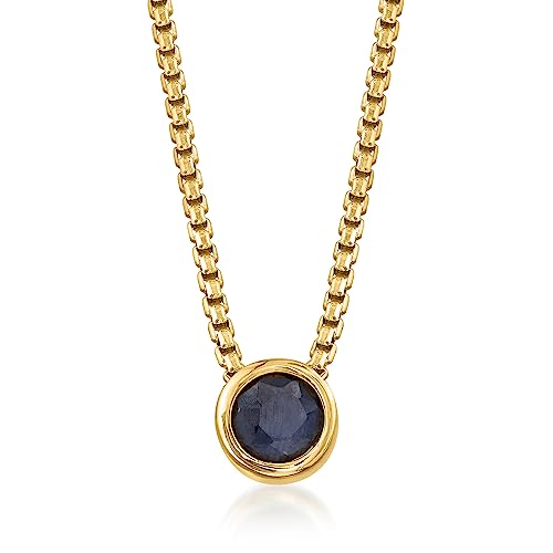 Ross-Simons 0.50 Carat Bezel-Set Sapphire Adjustable Necklace In 18Kt Gold Over Sterling #TOP18